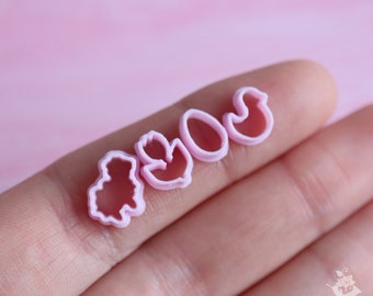 Miniature cutters for doll kitchen on a scale of 1 to 12, Easter gingerbread (4 pieces) in light pink color. PLA plastic.