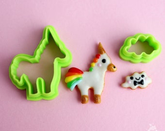 3D Printed Unicorn & Cloud Cutter Set: Polymer Clay, PLA Plastic