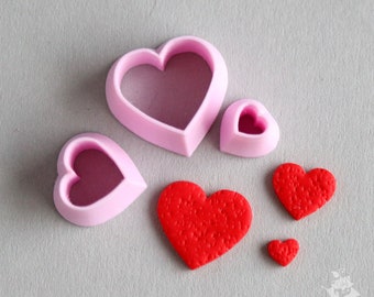 Custom cutter/Printed to ORDER/Set of Hearts cutters 3 pieces for polymer clay (S51015). PLA plastic.