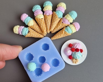 Miniature Ice Cream Ball Silicone Mold: Polymer Clay, Resin, Food Safe (6mm)