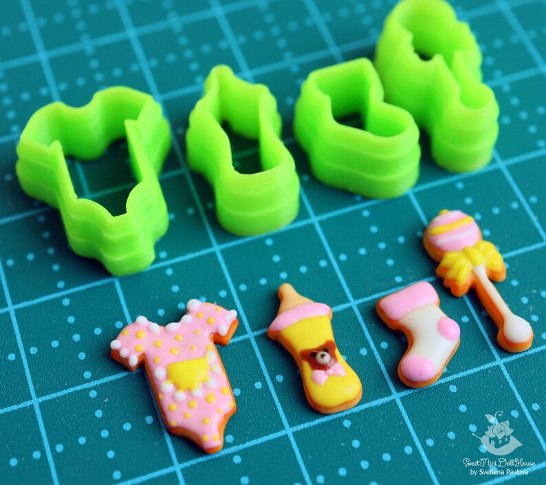 Baby Shower Cutter Set: 3D Printed Polymer Clay Cutters (4 Pieces) image 3