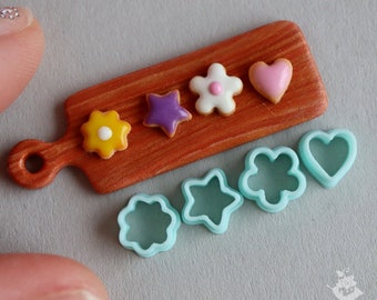 Miniature cutters for doll kitchen\Miniature cute cookies (4 pieces) in mint color. PLA (ONLY CUTTERS)