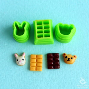 Custom cutter/Printed to ORDER/Set of cutters 3 pieces\Bear\Bunny\Chocolate\PLA plastic. Miniature gingerbread are not included