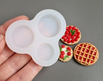 Miniature Tart Silicone Mold, Dollhouse Pie Clay Sculpting Supplies (3 Sizes\type)