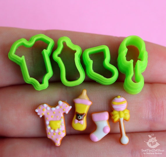 Baby Shower Cutter Set: 3D Printed Polymer Clay Cutters (4 Pieces)