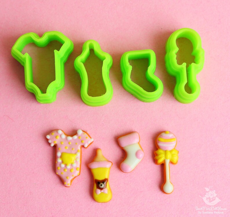 Baby Shower Cutter Set: 3D Printed Polymer Clay Cutters (4 Pieces) image 4