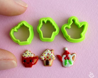 Custom cutter/Printed to ORDER/Set of cutters 3 pieces for polymer clay. PLA plastic. Miniature gingerbread are not included in the price