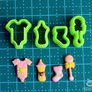 Baby Shower Cutter Set: 3D Printed Polymer Clay Cutters (4 Pieces) image 2