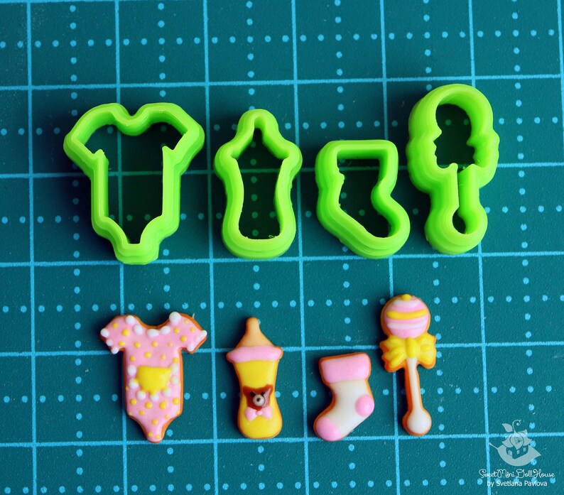 Baby Shower Cutter Set: 3D Printed Polymer Clay Cutters (4 Pieces) image 2