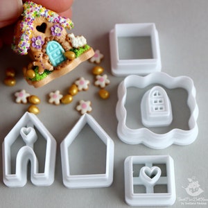 Custom cutter/Printed to ORDER/Set of cutters 6 pieces for making gingerbread house with hearts Y80\PLA plastic\The house is not included