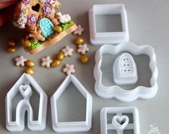 Custom cutter/Printed to ORDER/Set of cutters 6 pieces for making gingerbread house with hearts Y80\PLA plastic\The house is not included