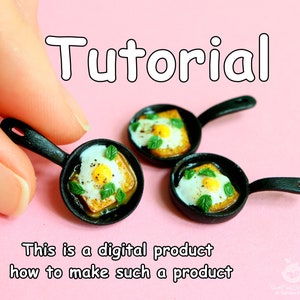 May include: A tutorial on how to make miniature fried eggs on toast in tiny black frying pans. The tutorial is a digital product.