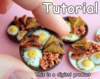 Tutorial de arcilla polimérica para preparar un desayuno inglés en miniatura (Productos digitales)