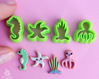 Sea Life Polymer Clay Cutters: 4 Piece PLA Plastic Set