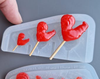 Miniature Rooster lollipop mold: Polymer Clay Food-Safe Silicone