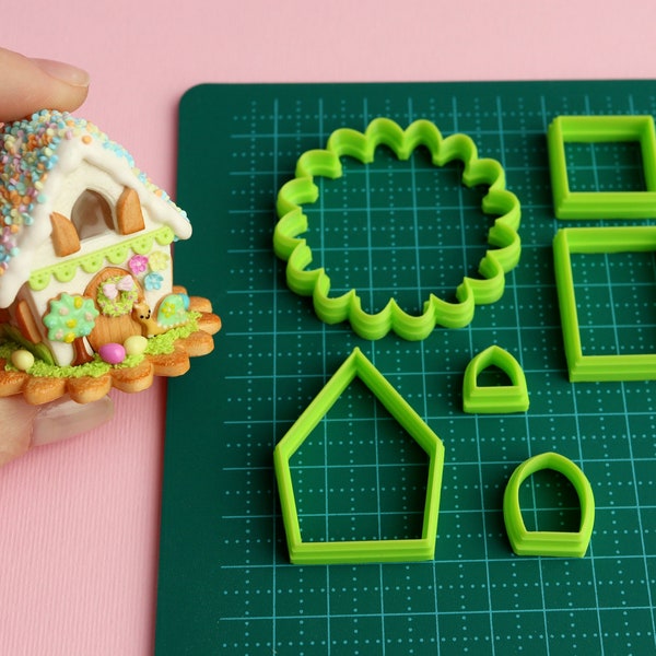 Custom cutter/Printed to ORDER/Set of cutters 6 pieces for making Easter house from polymer clay. PLA plastic. The house is not included