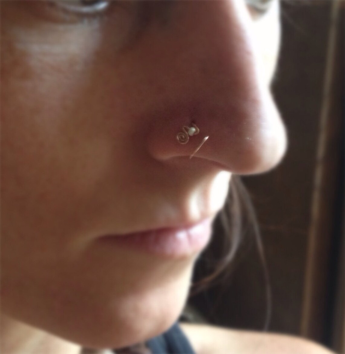 Double Nose Ring Rose Gold and Pearl Nose Ring Available in Etsy