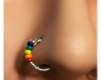 Rainbow nose ring, Rainbow nose hoop