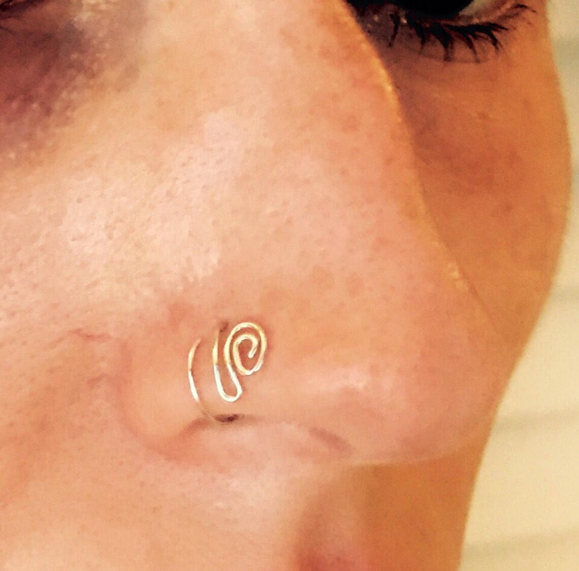 Paisley Double Hoop Nose Ring Thin Nose Ring Gold Nose Ring Etsy