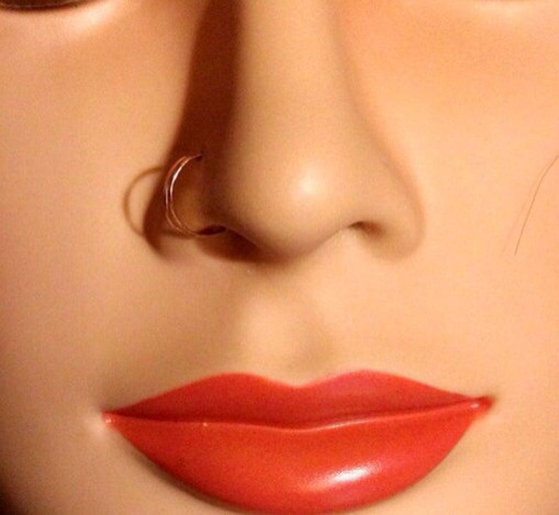 Set of 2 Hammered Double Hoop Nose Rings in Gold Rose Gold or Etsy