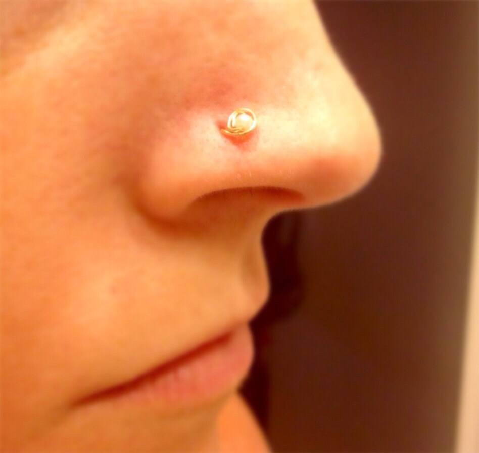 Pink Pearl Nose Stud 24 Gauge Thin Nose 