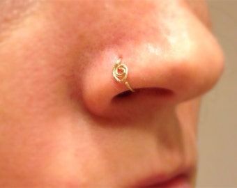 Thin Spiral Nose Ring Hoop