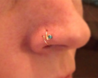 Azure Gemini nose ring, thin nose hoop, gold nose ring, silver nose ring