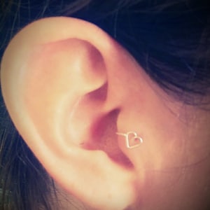 Heart Tragus earring in silver gold or rose gold Cartilage earring daith earring rook earring snug earring