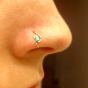 Turquoise Nose Ring, nose hoop, thin nose ring, gold nose ring, silver nose ring, rose gold nose ring