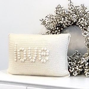 Valentine  Crochet Pattern Pillow Bobble Crochet LOVE Pillow DIY  Farmhouse Baby Pillow Pattern Cushion Pattern Mother Day Lumbar Wedding