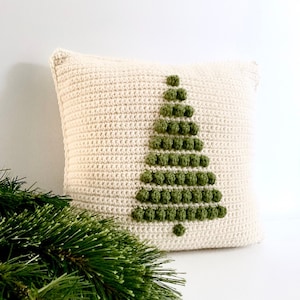 Christmas Tree Crochet Pattern Pillow Christmas Tree Crochet Christmas Pillow DIY Farmhouse Decor Crochet Cushion Pattern Bobble Holiday
