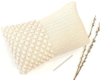 Crochet Pattern Pillow Crochet Cushion Crochet Pillow Decor Bobble Boho Farmhouse Home Sofa Fall Winter Lumbar Modern Crochet Pattern Bobble