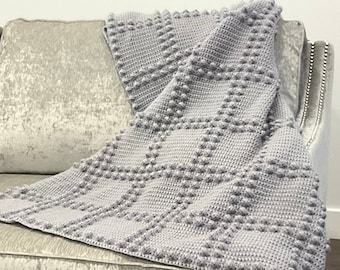 Christmas Crochet Pattern Blanket Modern Fall Crochet DIY Farmhouse Cottage Home Crochet Throw Afghan Pattern Waffle Bobble Squares winter