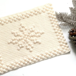 Christmas Crochet Pattern Snowflake Placemat Table Setting Christmas Crochet Snowflake DIY Farmhouse Home Holiday Bobble Pattern Winter