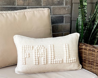 FALL Crochet Pillow Pattern Crochet Pillow Fall Word Halloween Crochet Pattern Farmhouse Home Bobble Cushion Thanksgiving Autumn Letters