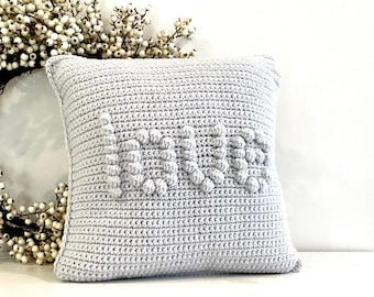 Valentine Crochet Pillow Pattern LOVE Bobble Crochet Pillow DIY Farmhouse Baby Word Pillow Pattern Cushion Pattern Birthday Square Wedding