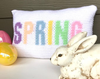 Easter Crochet Pattern Crochet Pillow Spring Easter Word Tapestry DIY Farmhouse Pastel Decor Modern Spring Crochet Cushion Pattern