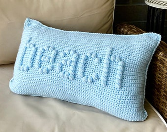 Crochet Pattern Pillow BEACH Crochet Cushion DIY Home Bobble Summer Crochet Nautical Pillow Pattern Coastal Boho Surf Lake Cottage Lumbar