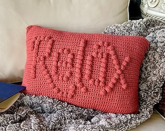 Crochet Pillow Pattern RELAX Crochet Pillow DIY Farmhouse Home Word Pillow Pattern Crochet Cushion Pattern Fall Bobble Christmas Lumbar