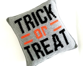 Halloween Crochet Pillow Pattern Crochet FALL Trick Or Treat DIY Farmhouse Home Decor Modern Crochet October Autumn Cushion Pattern Intarsia