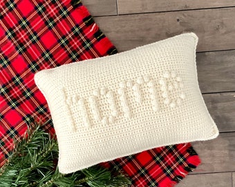 Christmas Crochet Pillow Pattern Bobble Crochet Pillow DIY HOME Farmhouse Decor Homestead Holiday Pillow Pattern Cushion Lumbar Welcome Home