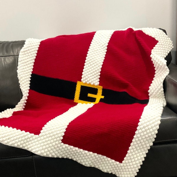 Santa Crochet Blanket Pattern Christmas Crochet DIY Farmhouse Home Decor Crochet Throw Afghan Pattern Christmas Crochet Bobble Holiday DIY