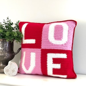 Valentine Crochet Pillow Pattern Crochet Cushion Love Word Pillow Pattern Cushion DIY Home Decor Modern Crochet Pattern Word Intarsia
