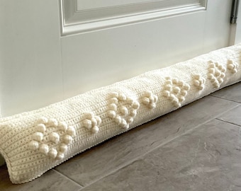 Christmas Crochet Pattern Draught Pillow Blocker Draft Pillow Crochet DIY Farmhouse Home Excluder Crochet Winter Cushion Pattern Bobble