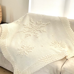 Weihnachten Häkeldecke Muster Schneeflocke Winter Let it snow Häkeln DIY Urlaub Überwurf Afghan Muster Dekor Weihnachtsdeko Gefroren