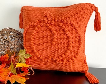CITROUILLE Crochet Oreiller Motif AUTOMNE Crochet Citrouille Bobble Coussin DIY Homestead Home Decor Thanksgiving Halloween Crochet Motif Automne