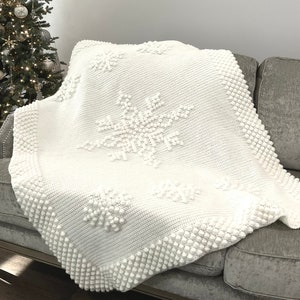 Christmas Crochet Blanket Pattern Snowflake Let It Snow Winter Crochet DIY Farmhouse Home Throw Afghan Pattern Cottage Christmas Bobble image 2