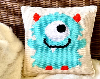 Kleines Monster Häkelkissen Muster Häkelkissen Spielzimmer Dekor Kind Baby DIY Kinder Wohnkultur Modern Häkelkissen Muster Intarsia