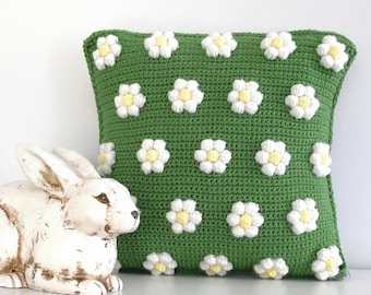 Crochet Pattern Crochet Pillow Daisy Boho Style Danish Pastel  DIY Decor Crochet Cushion Pattern Modern Intarsia Summer Retro Pillow Bobble