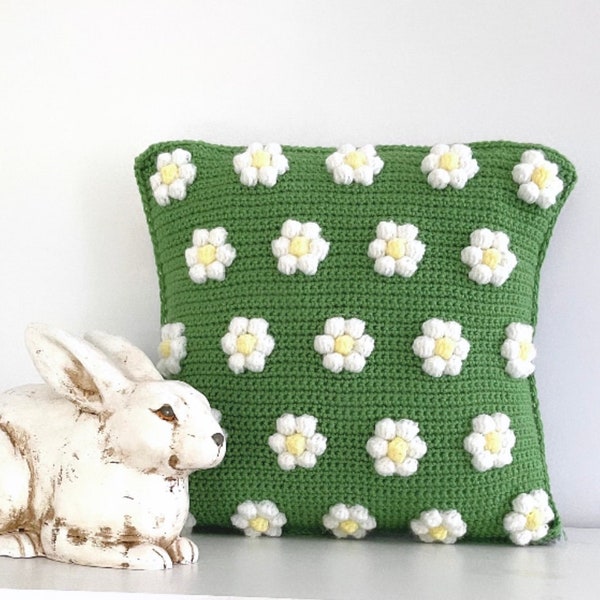 Crochet Pattern Crochet Pillow Daisy Boho Style Danish Pastel  DIY Decor Crochet Cushion Pattern Modern Intarsia Summer Retro Pillow Bobble